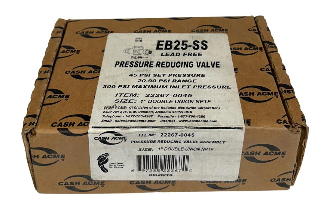 CASH ACME EB25-SS / 22267-0045 PRESSURE REDUCING VALVE 1'' DOUBLE UNION NSMP