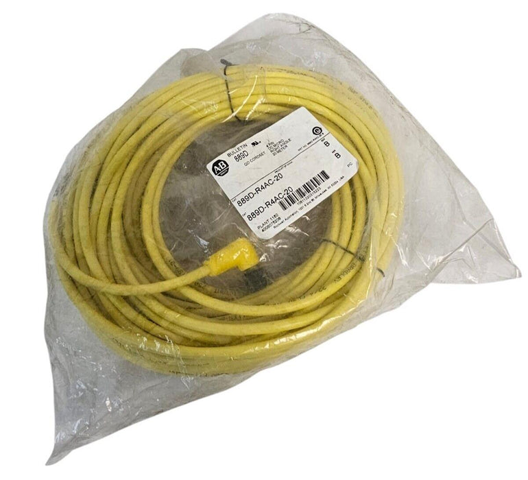 NEW ALLEN BRADLEY 889D-R4AC-20 4-PIN DC MICRO QD CORDSET RIGHT ANGLE 20M SER. B