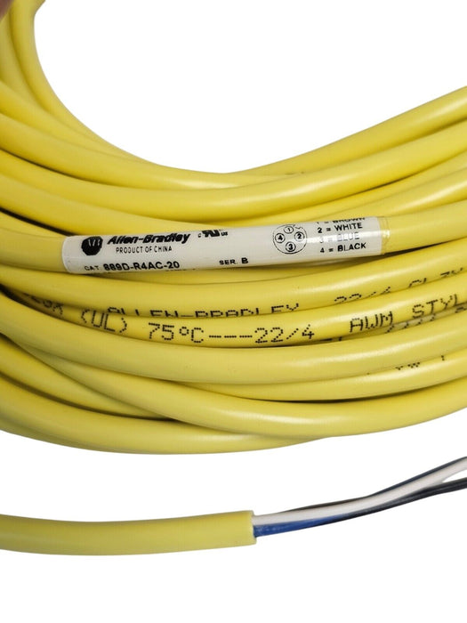 NEW ALLEN BRADLEY 889D-R4AC-20 4-PIN DC MICRO QD CORDSET RIGHT ANGLE 20M SER. B