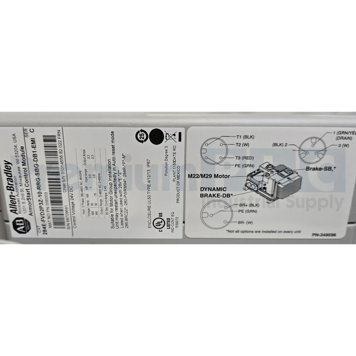 ALLEN BRADLEY 284E-FVD2P3Z-10-RRG-SBG-DB1-EMI /C EtherNet/IP ArmorStart VFD NSMP