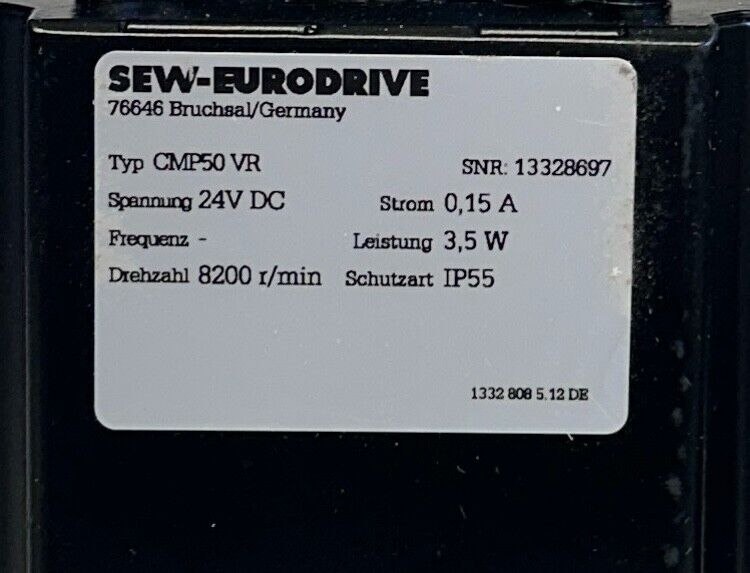 SEW-EURODRIVE CMP50VR SERVO MOTOR CASE W/ COOLING FAN 24VDC 3.5W 0.15A NSNP