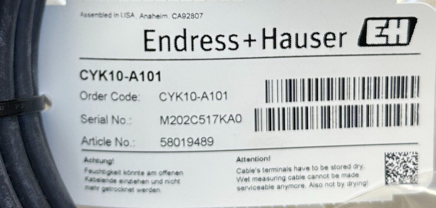 ENDRESS+HAUSER CYK10-A101 / 58019489 DIGITAL MEASURING CABLE CYK10A101 NSNP