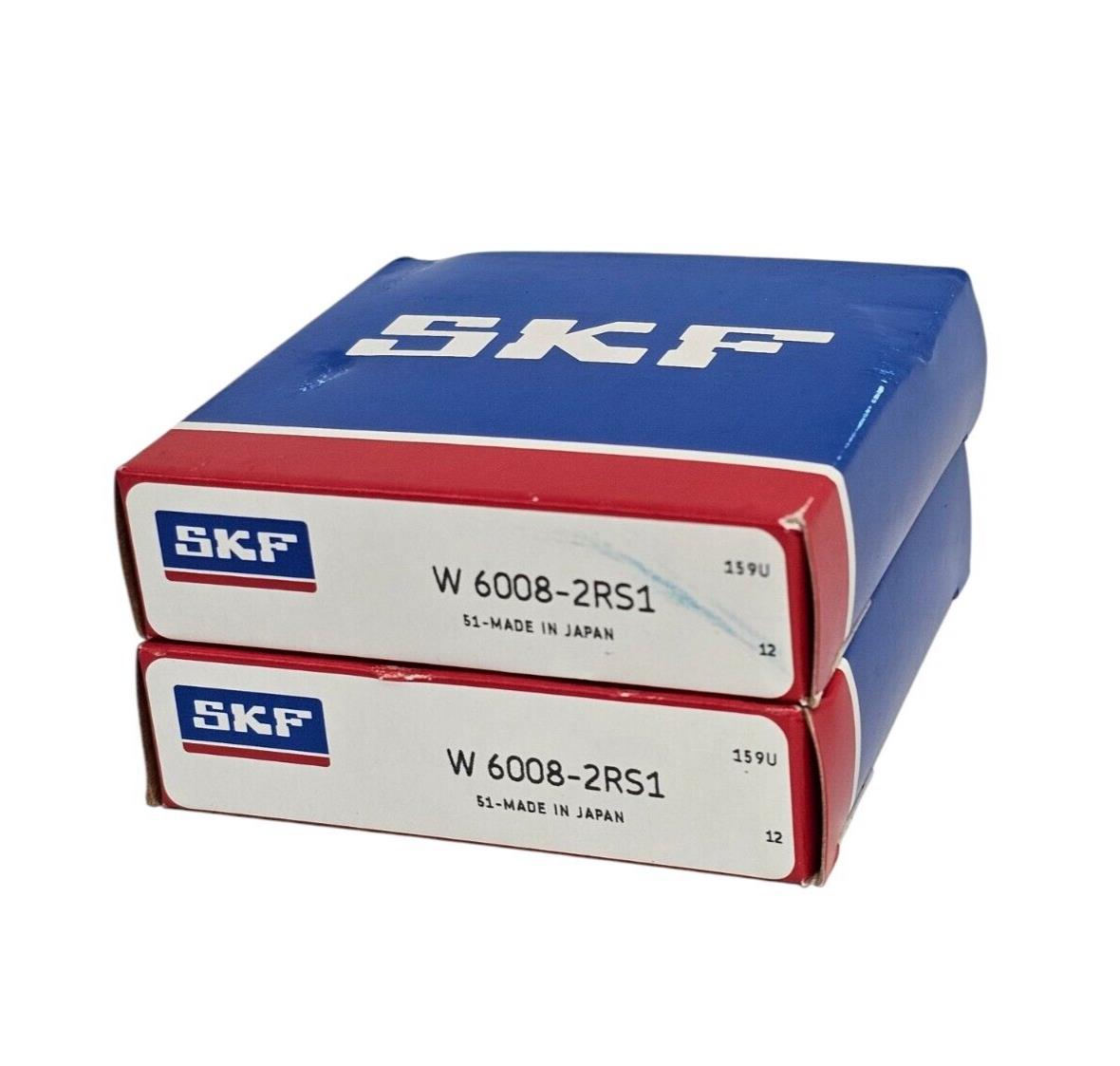 LOT OF 2 NEW SKF 6008-2RS1 DEEP GROVE BALL BEARINGS 60082RS1