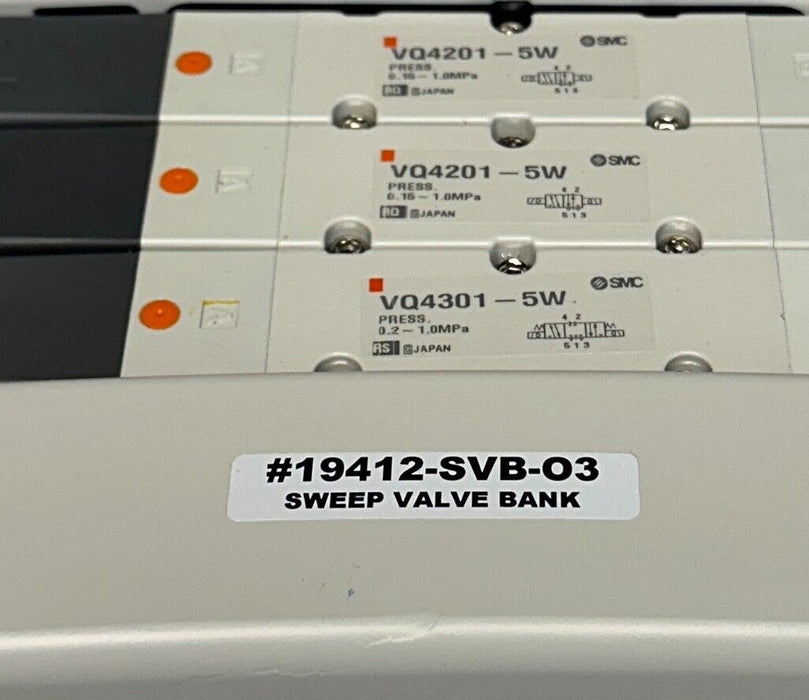 SMC 19412-SVB-03 / 19412SVB03 PNEUMATIC SWEEP VALVE BANK 3-PORT VQ4201-5W NSNP