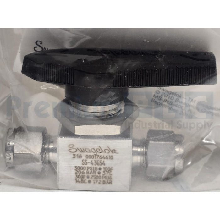 BOX OF 5 SWAGELOK SS-43GS4 STAINLESS STEEL 40G SERIES BALL VALVE 1/4" TUBE NSMP