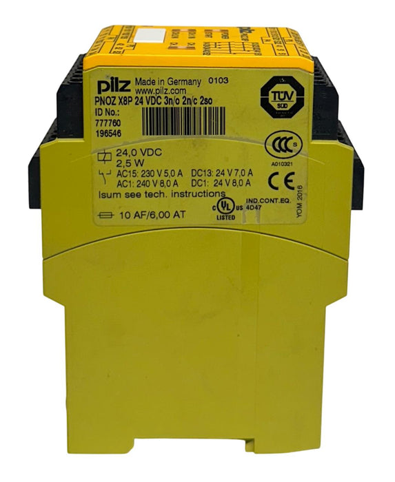 PILZ PNOZ X8P 24 VDC 3n/o 2n/c 2so / 777760 SAFETY RELAY 24VDC 2.5W USNP