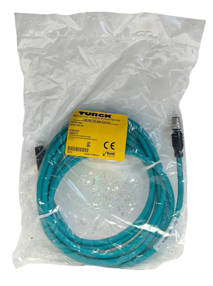 TURCK RSS RJ45 841-4M / U8237-4 INDUSTRIAL EtherNet EXTENSION CABLE 4M 48V NSFS
