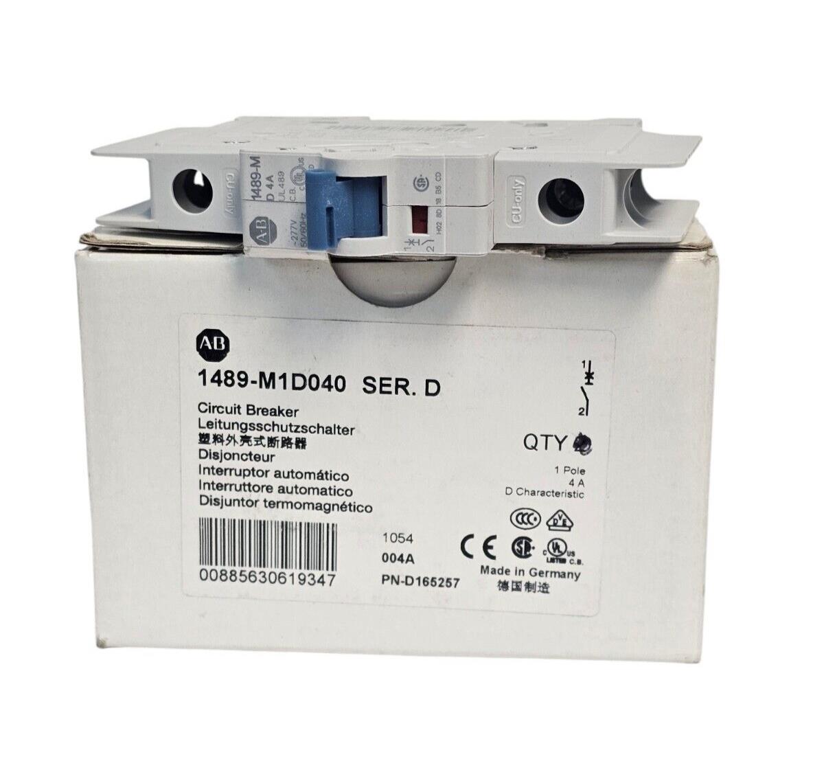 NIB ALLEN BRADLEY 1489-M1D040 SER. D CIRCUIT BREAKER 1489M1D040