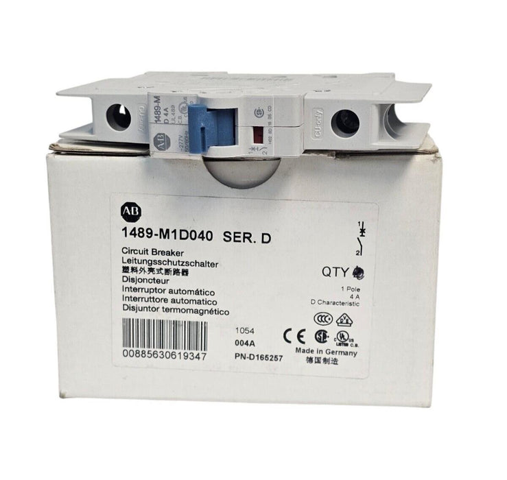 NIB ALLEN BRADLEY 1489-M1D040 SER. D CIRCUIT BREAKER 1489M1D040
