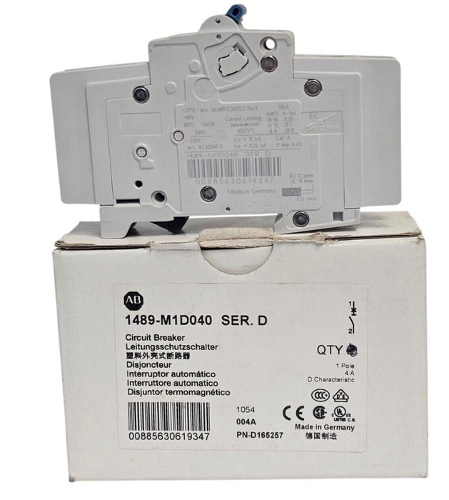 NIB ALLEN BRADLEY 1489-M1D040 SER. D CIRCUIT BREAKER 1489M1D040
