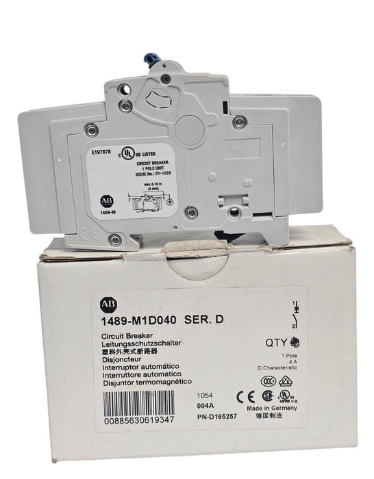 NIB ALLEN BRADLEY 1489-M1D040 SER. D CIRCUIT BREAKER 1489M1D040