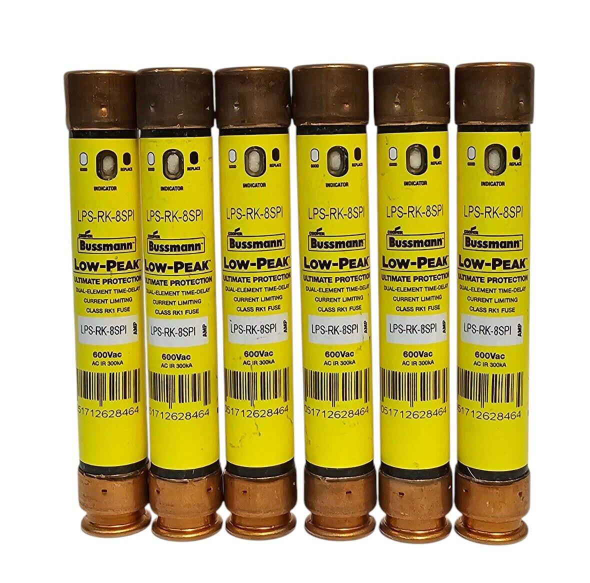 LOT OF 6 NEW COOPER BUSSMANN LPS-RK-8SPI LOW-PEAK FUSES LPSRK8SPI