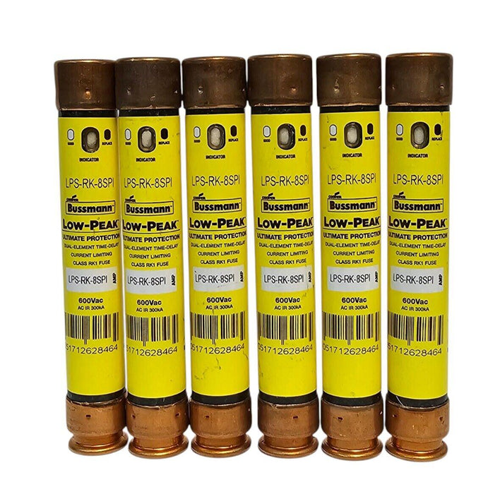 LOT OF 6 NEW COOPER BUSSMANN LPS-RK-8SPI LOW-PEAK FUSES LPSRK8SPI