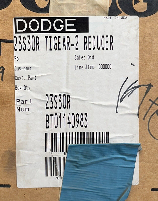 DODGE 23S30R TIGEAR-2 RIGHT-ANGLE WORM GEAR REDUCER 30:1 RATIO 1.42HP MAX NSMP