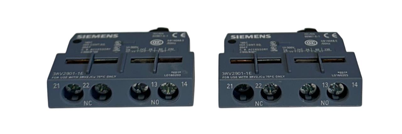 2 SIEMENS 3RV2901-1E / 3RV29011E AUXILIARY CONTACTS TRANSVERSE 1NO/1NC NSNP