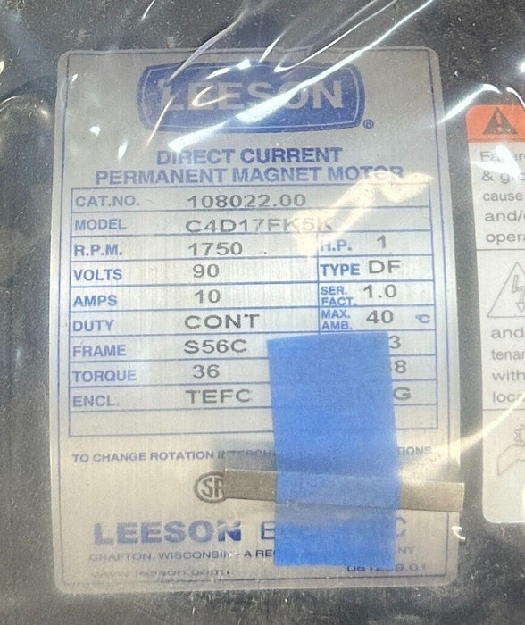 LEESON 108022.00 / C4D17FK5K GENERAL PURPOSE MOTOR 1HP 90VDC 5/8'' SHAFT NSMP