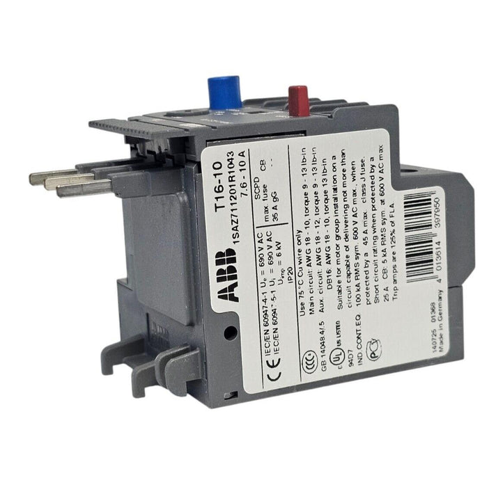 NIB ABB 1SAZ711201R1043 T16-10 THERMAL OVERLOAD (7.6 - 10.0 A)