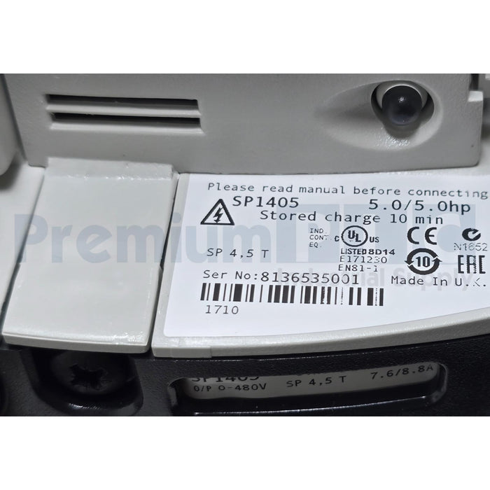 EMERSON CONTROL TECHNIQUES SP1405 SP4.5T UNIDRIVE SP SPEED DRIVE VSD 5HP NSMP