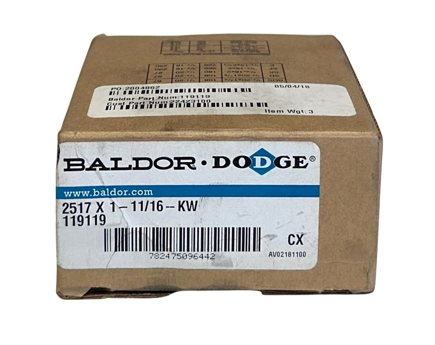 BALDOR DODGE 2517 X 1-11/16-KW / 119119 TAPER-LOCK BUSHING STOCK BORE NSMP