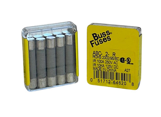 10 COOPER BUSSMANN ABC-2-R / ABC2R FAST-ACTING MINI BUSS FUSES 2A NSMP