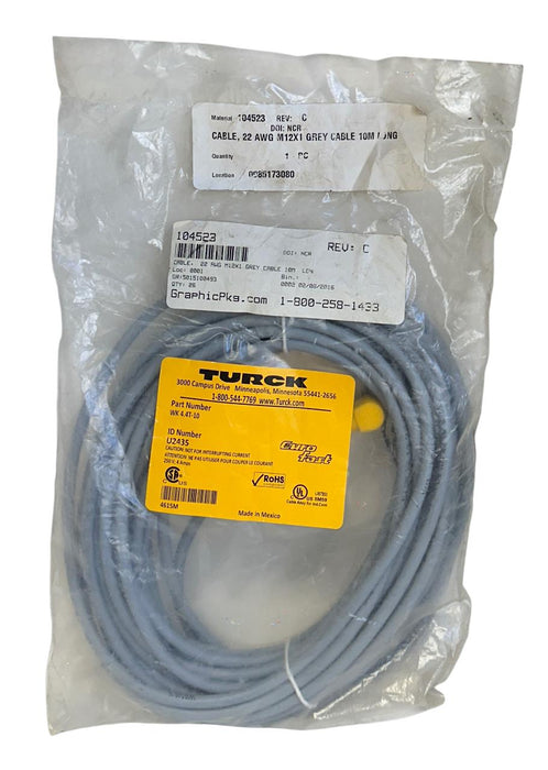 TURCK WK 4.4T-10 / U2435 EUROFAST CORDSET SINGLE-ENDED M12 10M NSFS