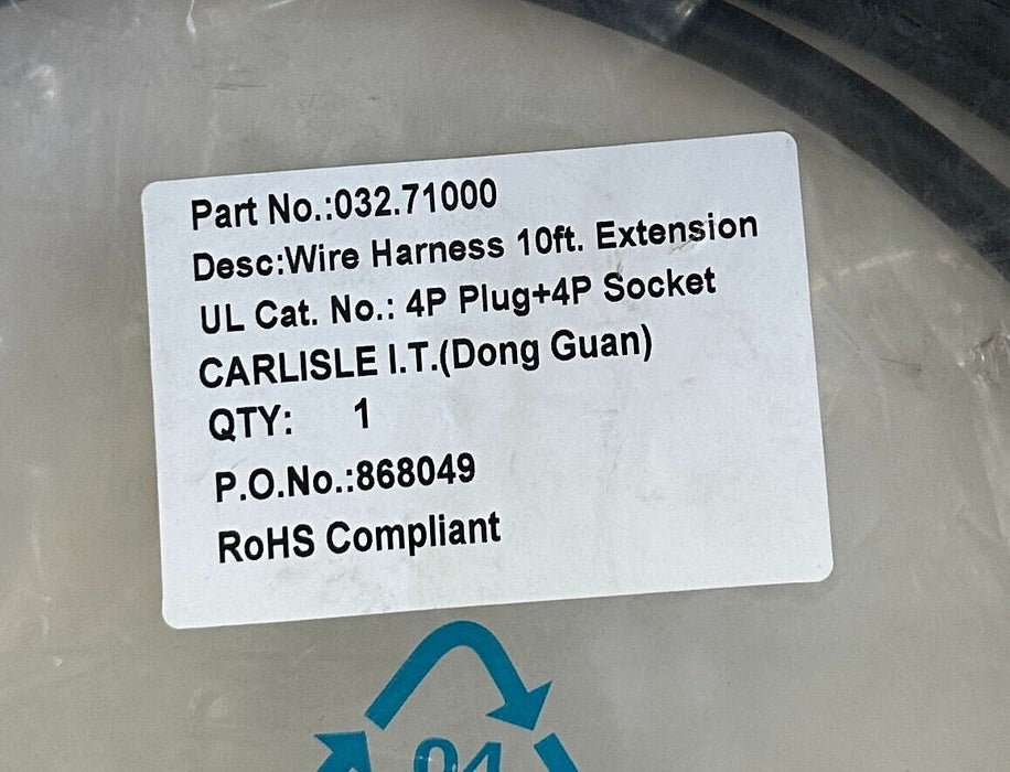 HYTROL 032.71000 / 03271000 WIRE HARNESS 10FT EXTENSION 4P PLUG+4P SOCKET NSMP