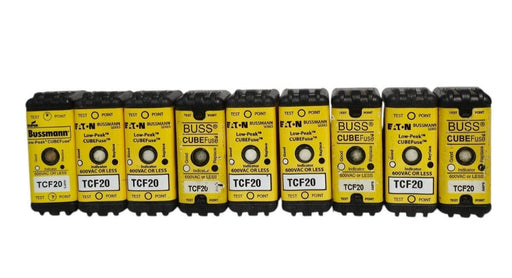 LOT OF 9 EATON TCF20 BUSSMANN SERIES LOW-PEAK CUBEFuse 600VAC/300VDC 20A