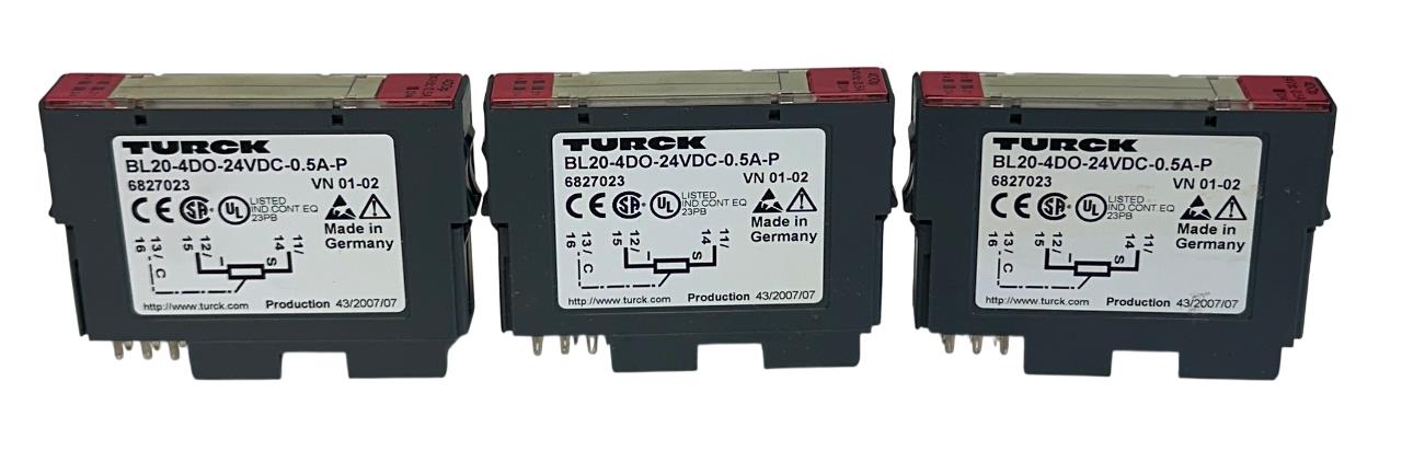 3 TURCK BL20-4DO-24VDC-0.5A-P / 6827023 DIGITAL OUTPUT MODULES 24VDC 4DOp USNP
