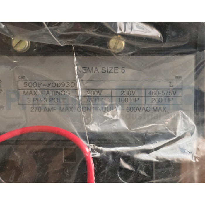 ALLEN BRADLEY 500F-FOD930 /L NEMA SIZE 5 500F CONTACTOR FEED THROUGH NSMP