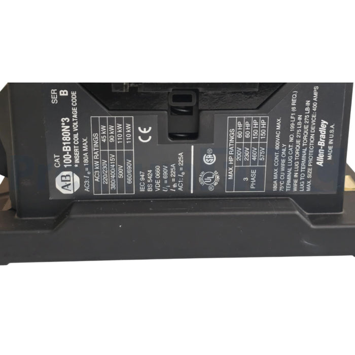 ALLEN BRADLEY 100-B180ND3 /B NON-REVERSING IEC CONTACTOR 110/120V 180A NSNP