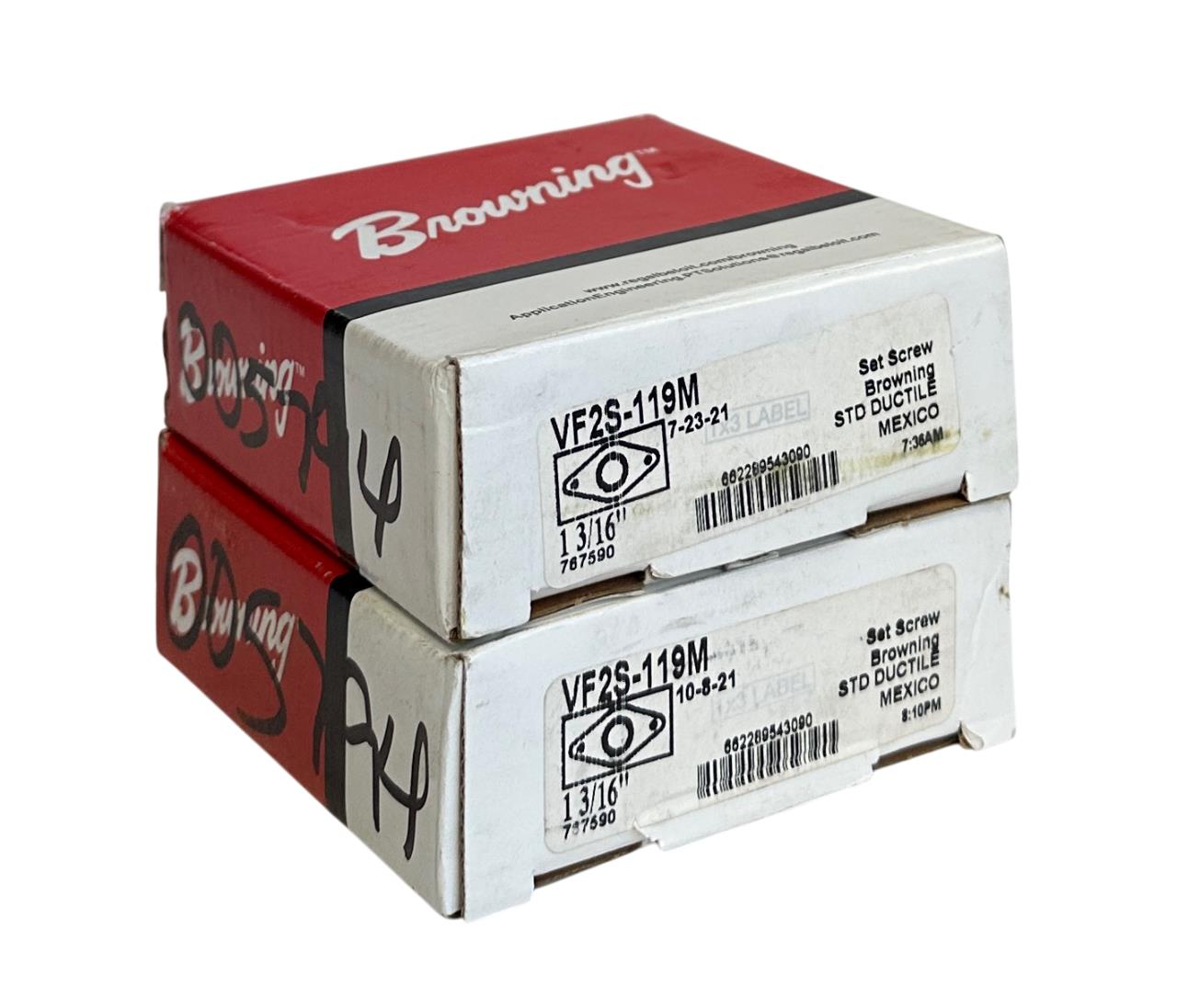 2 BROWNING VF2S-119M / 767590 2-BOLT FLANGE MOUNT BEARINGS 1-3/16'' NSMP