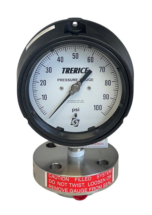 TRERICE 450SS4504LA100 / M53122HHSS PRESSURE GAUGE 0-100PSI SILICONE NSMP