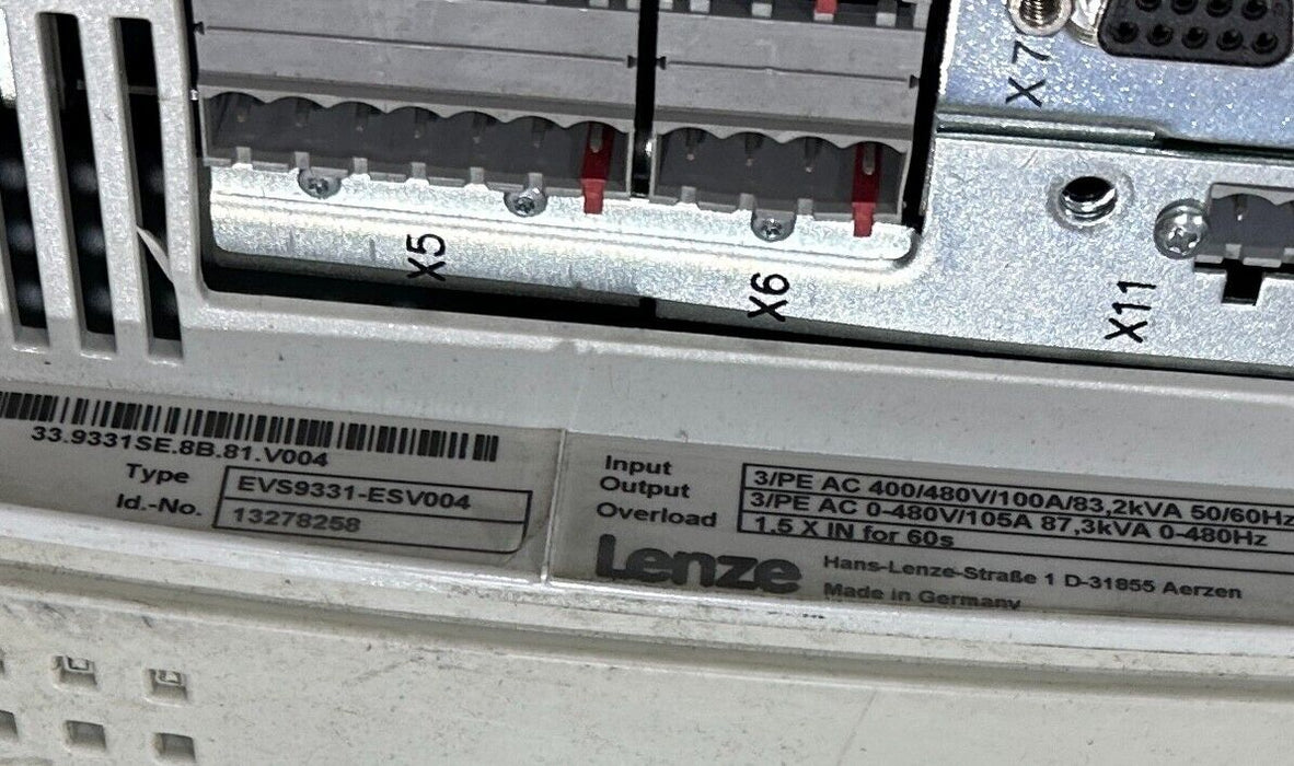LENZE EVS9331-ESV004 / 13278258 SERVO DRIVE 55kW 33.9331SE.8B.81.V004 3PH USNP