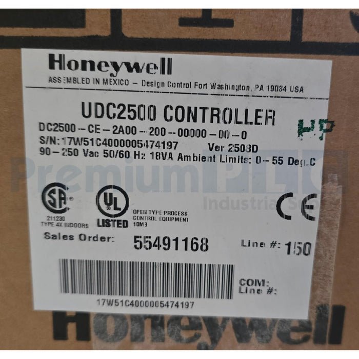 HONEYWELL UDC2500 UNIVERSAL DIN CONTROLLER DC2500-CE-2A00-200-00000-00-0 NSMP