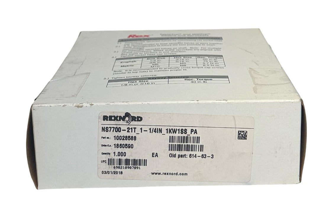 REXNORD NS7700-21T_1-1/4IN_1KW1SS_PA / 10028588 SPROCKET 614-63-3 1-1/2'' B NSMP