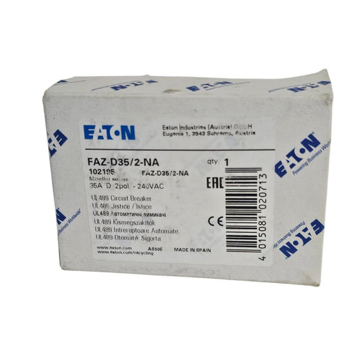 NIB EATON FAZ-D35/2-NA MINIATURE CIRCUIT BREAKER 35A 2P 240VAC