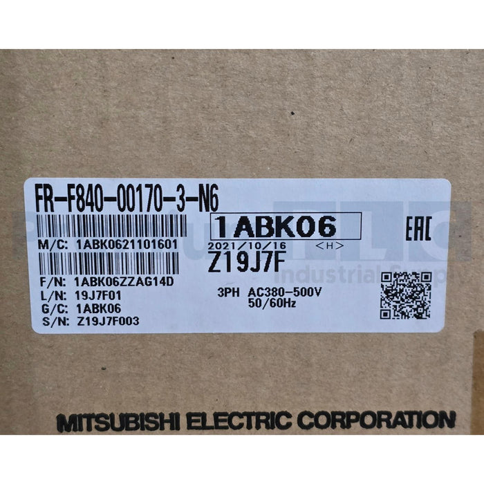 MITSUBISHI ELECTRIC FR-F840-00170-3-N6 FR-F800 VSD/VFD 3P 16A/7.5kW/10HP NSMP