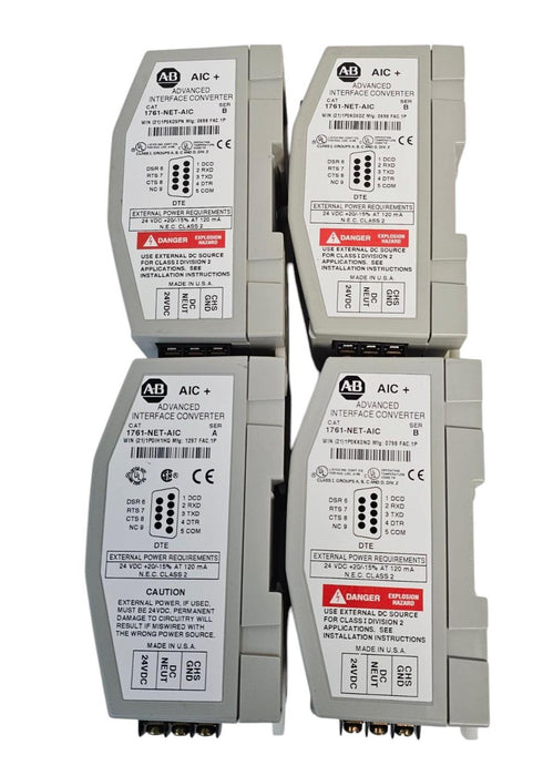 LOT OF 4 ALLEN BRADLEY 1761-NET-AIC ADVANCED INTERFACE CONVERTERS 1761NETAIC