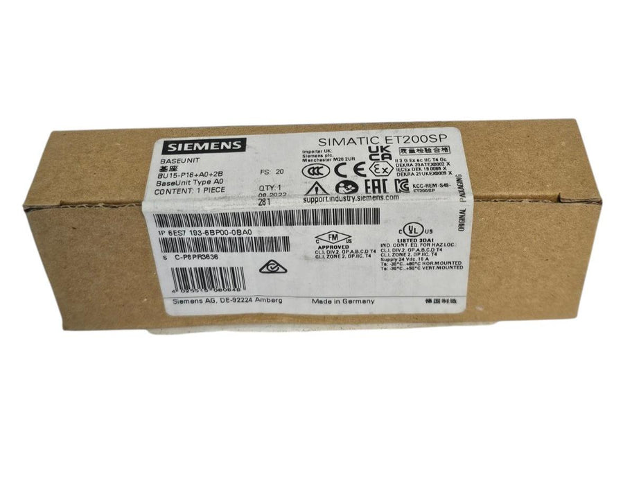 SIEMENS 6ES7-193-6BP00-0BA0 BASEUNIT SIMATIC ET200SP 6ES71936BP000BA0 NSFS