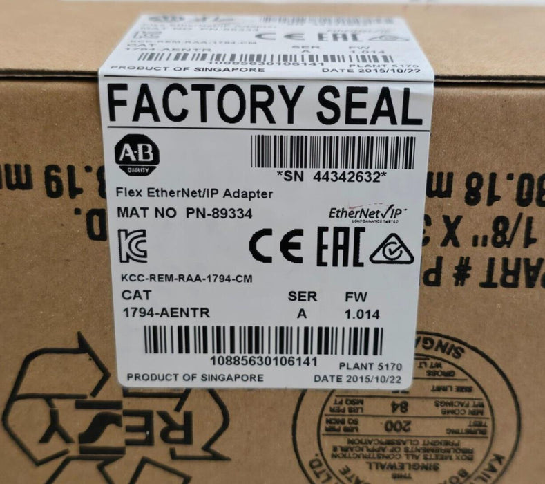 ALLEN BRADLEY 1794-AENTR /A FLEX I/O EtherNet/IP ADAPTER FW 1.013 1794AENTR NSFS