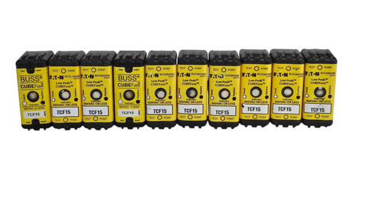 LOT OF 10 EATON TCF15 BUSSMANN SERIES LOW-PEAK CUBEFuse 600VAC/300VDC 15A