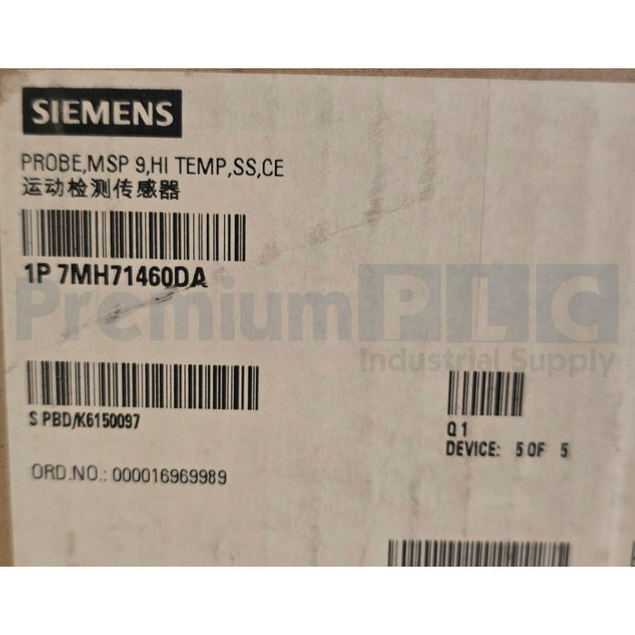 SIEMENS 7MH7146-0DA / 7MH71460DA PROBE MSP 9 HI-TEMP SS CE MOTION SENSING NSMP