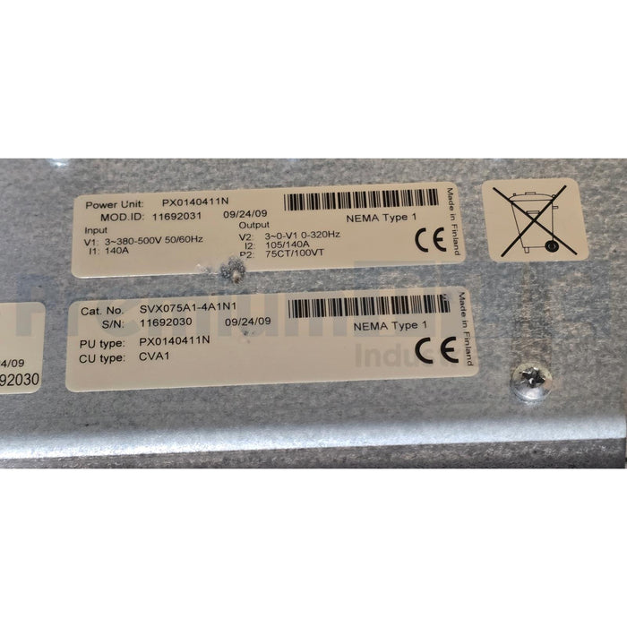 EATON CUTLER HAMMER SVX075A1-4A1N1 SVX9000 SERIES VFD AC DRIVE 75HP/480V/3P USPI