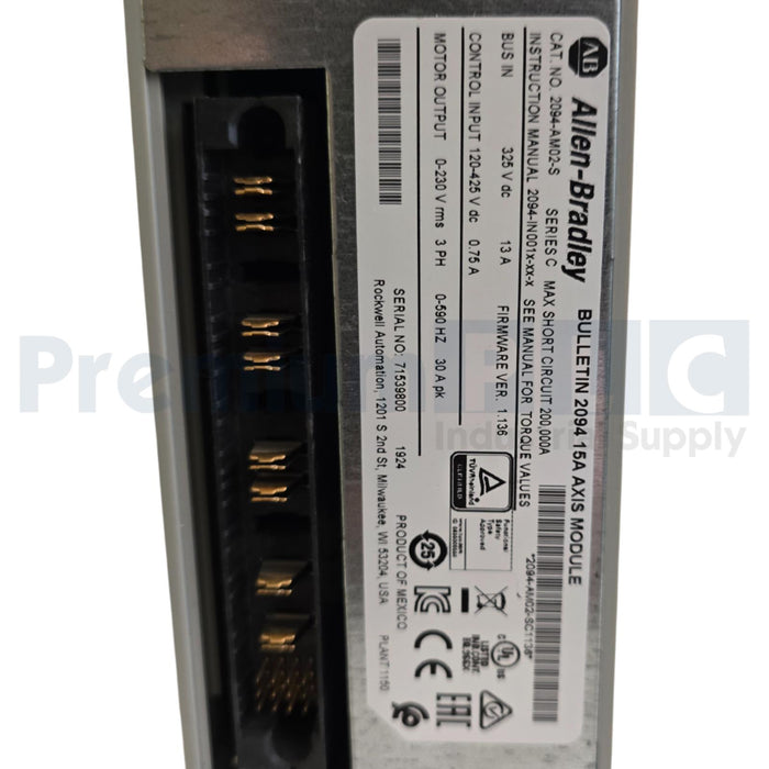 ALLEN BRADLEY 2094-AM02-S /C Kinetix 6000 15A AXIS MODULE 3.4kW 2094AM02S NSNP