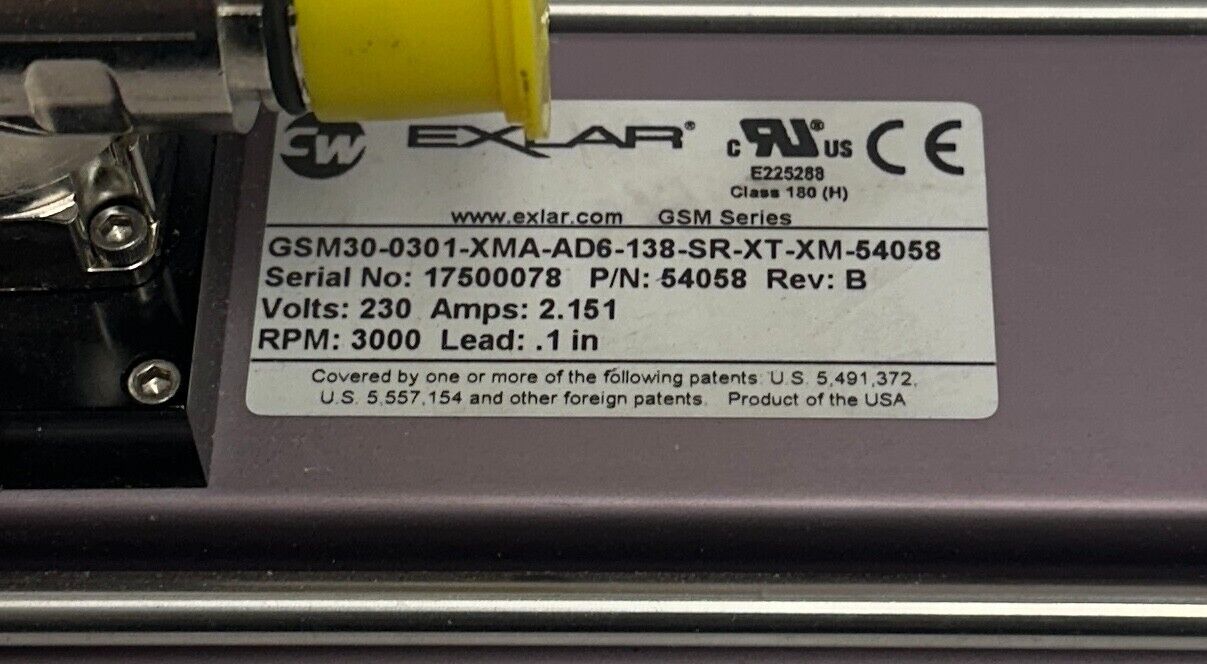 EXLAR GSM30-0301-XMA-AD6-138-SR-XT-XM-54058 / 54058 SERVO ACTUATOR 230V NSNP