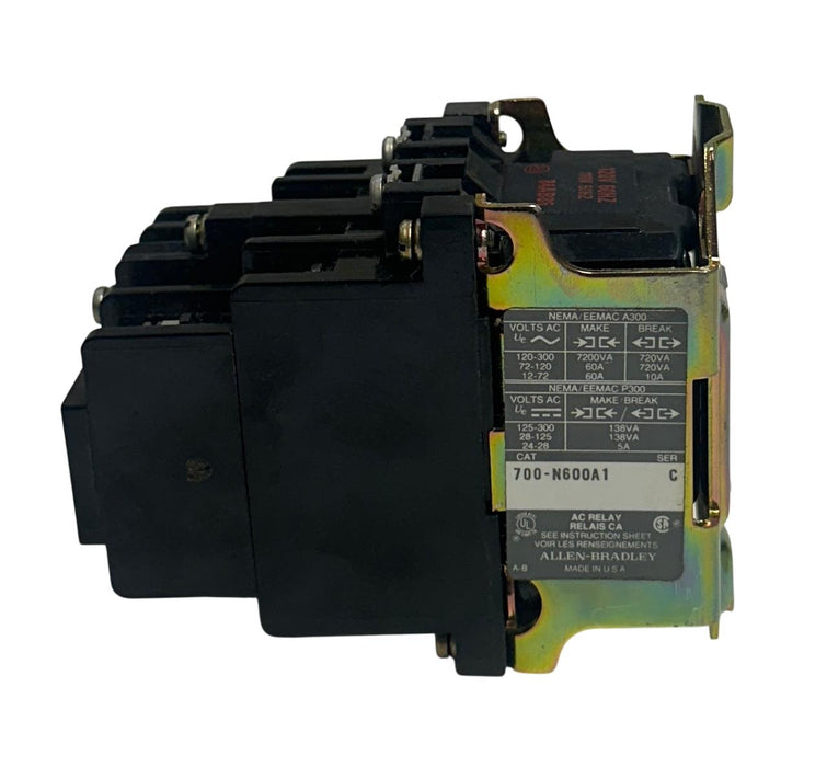 ALLEN BRADLEY 700-N600A1 /C BULLETIN 700 AC CONTROL RELAY 120-300VAC USNP