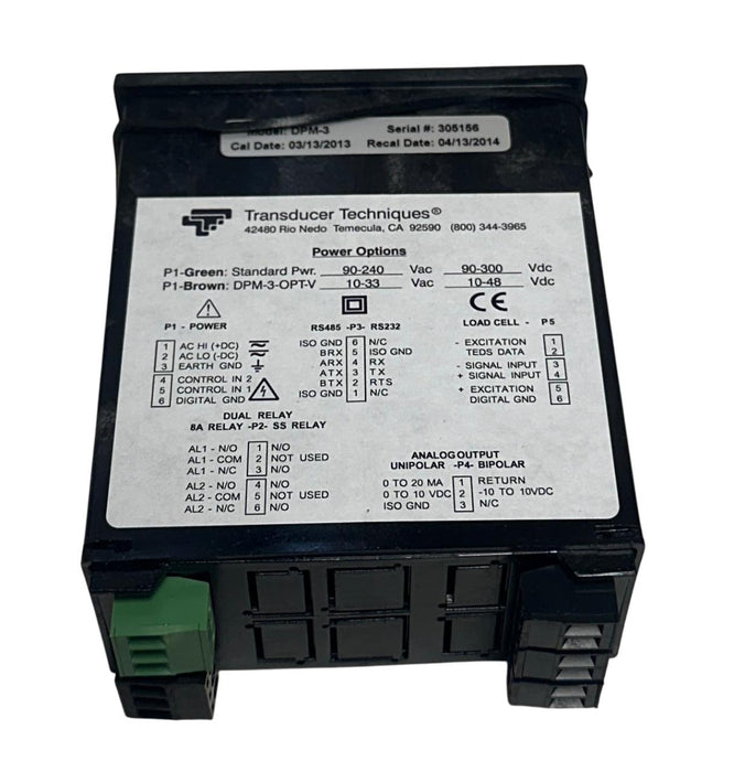TRANSDUCER TECHNIQUES DPM-3 / DPM3 PLUG & PLAY PANEL METER LED ANALOG RELAY NSMP