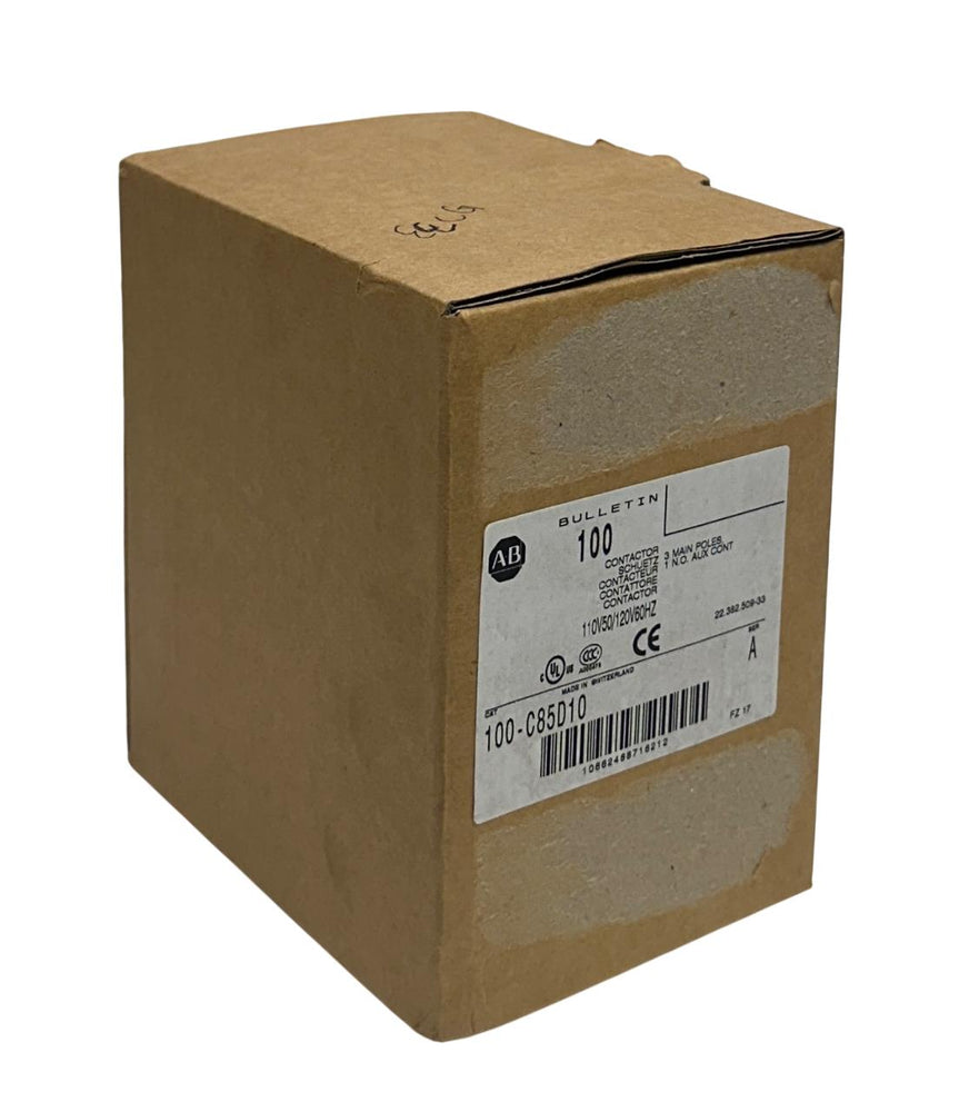 ALLEN BRADLEY 100-C85D10 /A BULLETIN 100 CONTACTOR 3-POLE 1NO AUX 110/120V NSMP