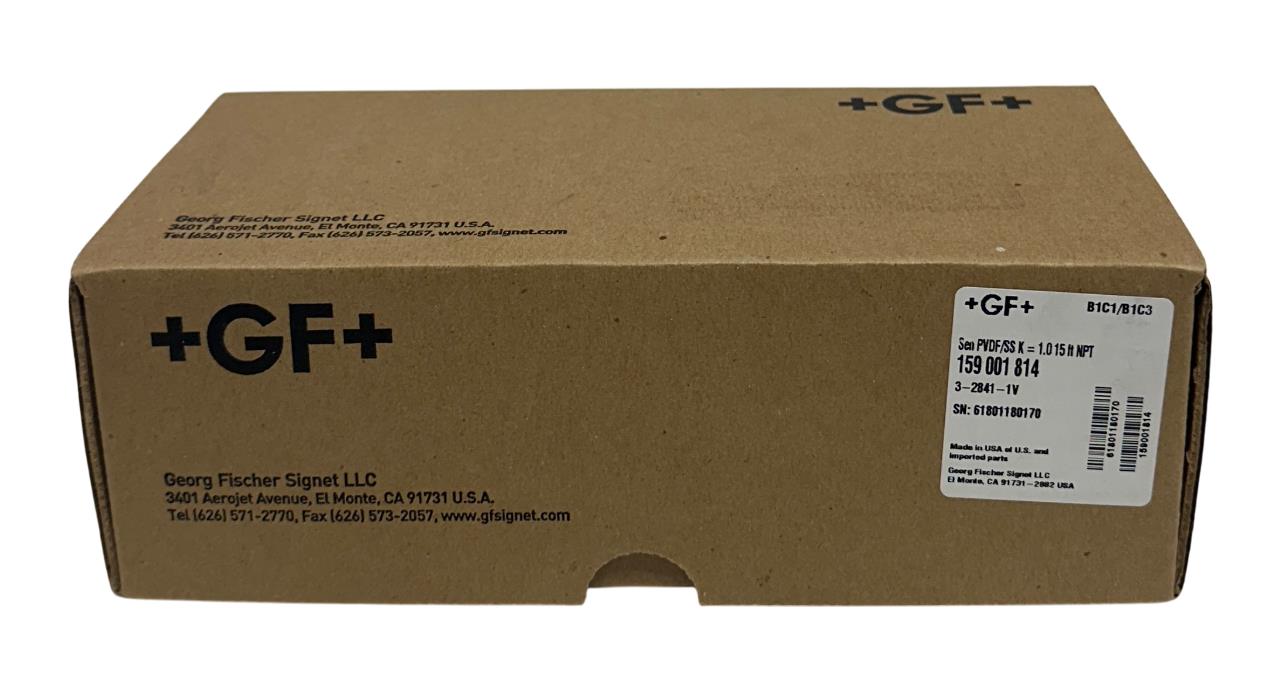 +GF+ 159 001 814 / 3-2841-1V CONDUCTIVITY ELECTRODE SEN PVDF/SS K=1.015ft NSMP