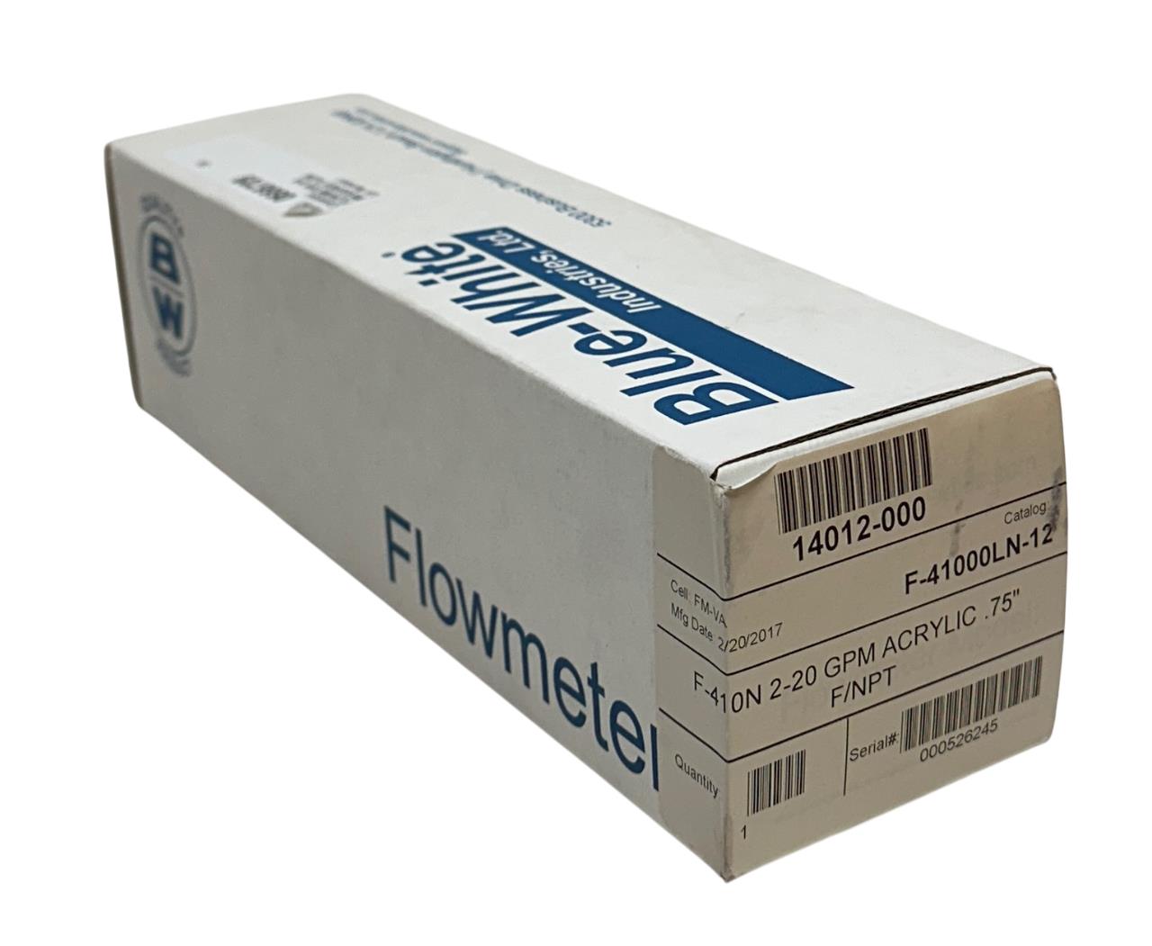 BLUE-WHITE INDUSTRIES F-41000LN-12 / F41000LN12 GPM FLOW METER F-410N 3/4'' NSMP
